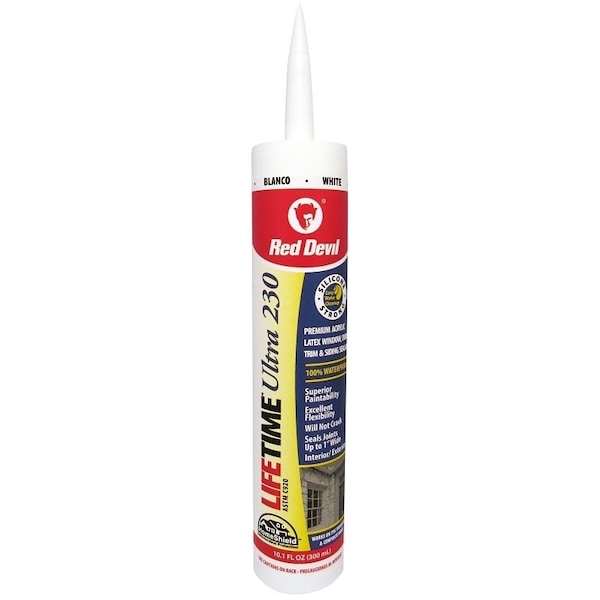 Red Devil Lifetime 0 Acrylic Sealant, White, 40 to 90 deg F, 101 floz Cartridge 770 - main