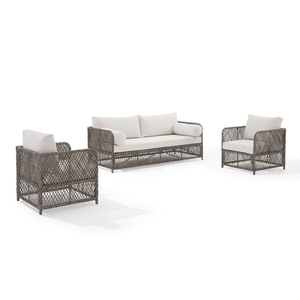 Crosley Granite Bay 3Pc Wicker Outdoor Sofa Patio Furniture Set KO70365ST-CR - main
