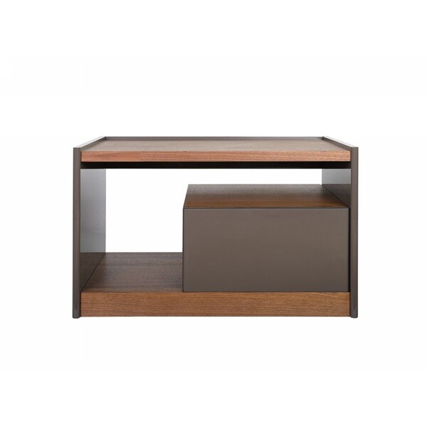 Homeroots Modern Walnut Nightstand with Drawer Box and Shelf 473023 - main