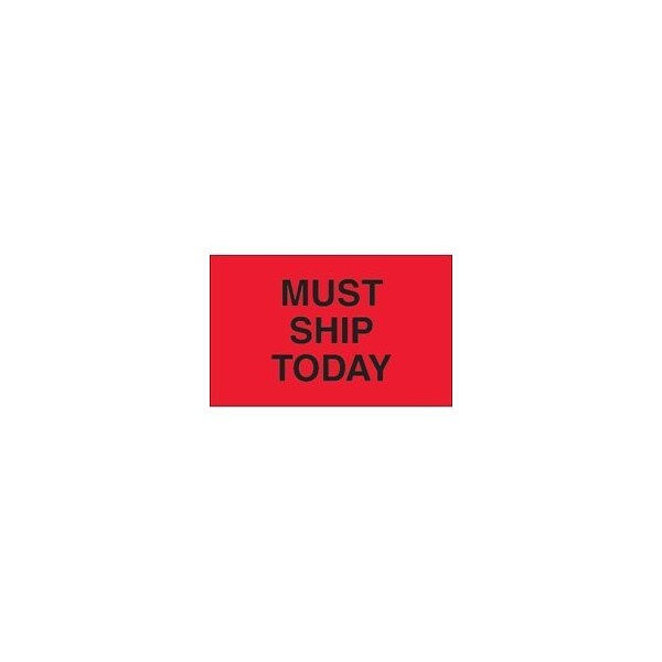 Bubblefast 1 1/4 x 2'' - ''Must Ship Today'' Fluorescent Red Labels BFDL1175 - main