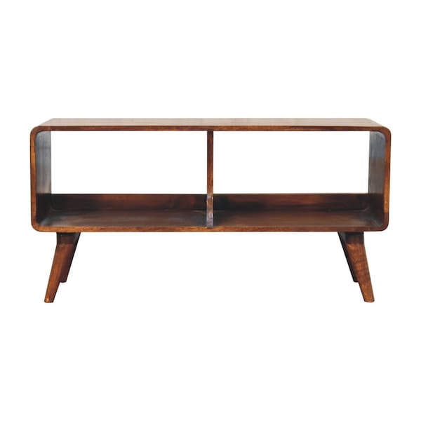 Homeroots 39in Brown Solid Wood Enclosed and Open Storage TV Stand 719196 - main