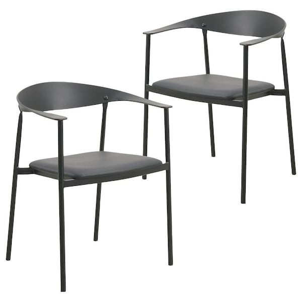 Leisuremod Kora Modern Leather Dining Arm Chair with Iron Legs in Black, 2PK KCBL-21BL2 - main