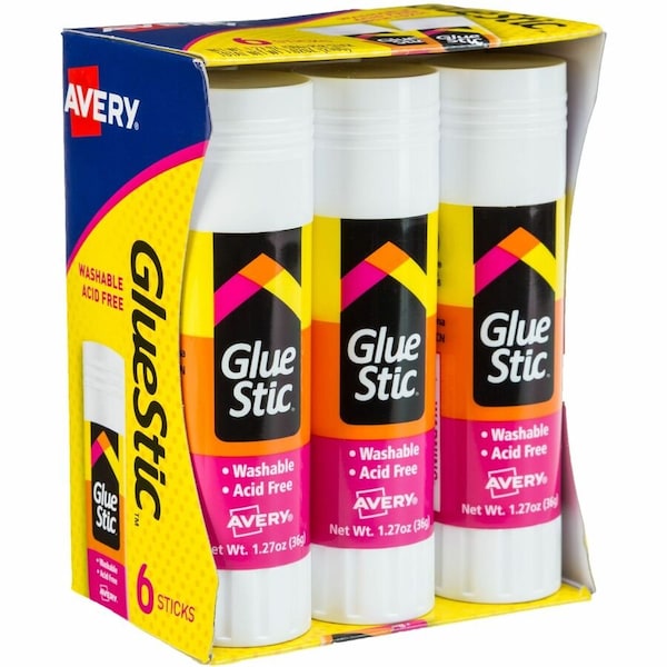 Avery Stick, Glue, 1.27 oz., Clear, PK6 98073 - main