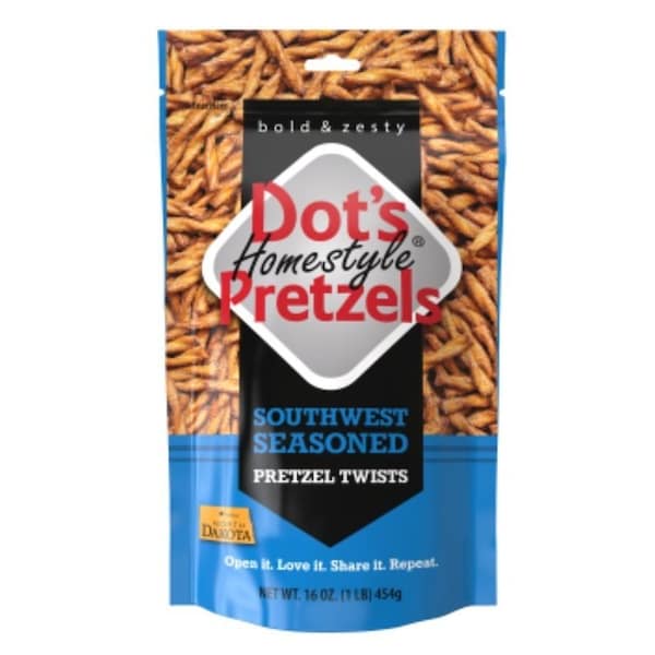 Dots Homestyle Pretzels 5002- DP Southwest Seasoned Pretzel Twists, Artificial Butter, 16 oz Bag 59016 - main