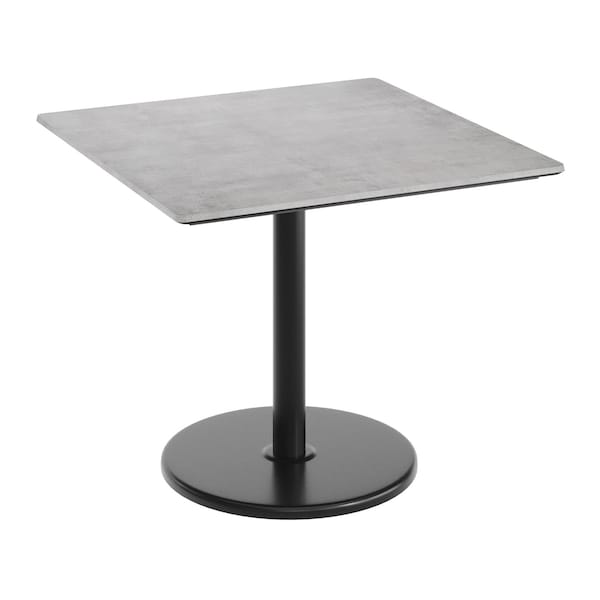 Flash Furniture 36" Square Tabletop, Seamless Surface Technology, Gray Faux Concrete, 24" Black RD Table Height Base ST-SQ36-CMGY-TR24-GG - main