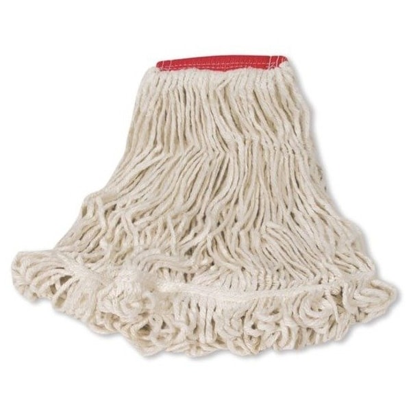 Rubbermaid Commercial 5 in String Wet Mop, 18 oz Dry Wt, Side Gate Connection, Looped-End, White, Cotton/Synthetic FGD25306WH00 - main