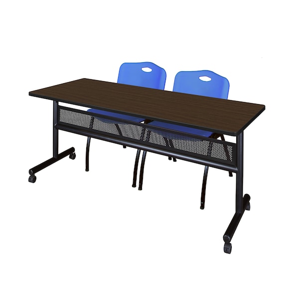 Regency Kobe Flip-Top Privacy Nesting Table W/ 2 M Stack Chairs, 72 in W, 24 in L, Neo Walnut MKFTM7224NW47BE - main