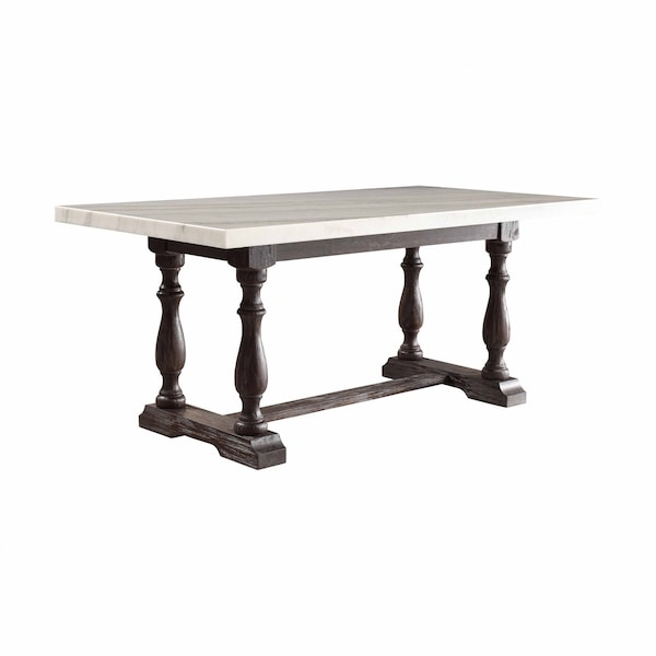 Homeroots 72" White and Gray Marble And Solid Wood Trestle Base Dining Table 347309 - main