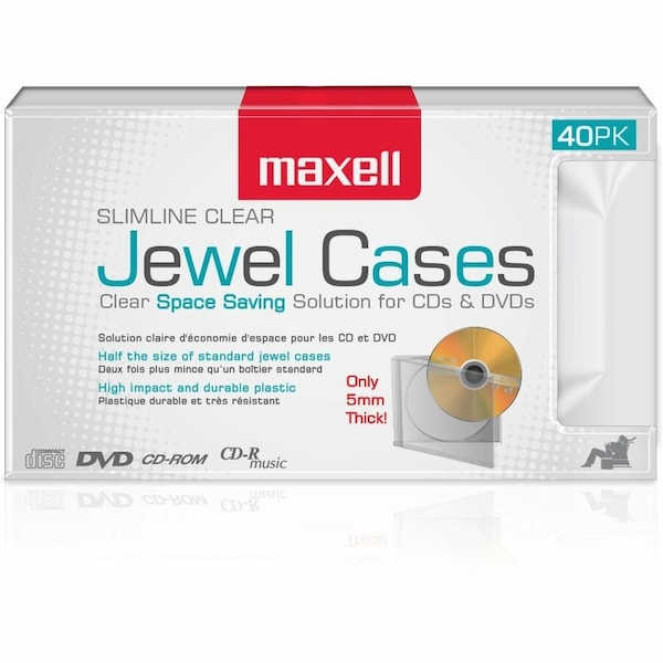 Maxell SlimLine CD-365 Optical Disc Case - Jewel Case - Book Fold - Plastic - ClearCD/DVD 190074od - main