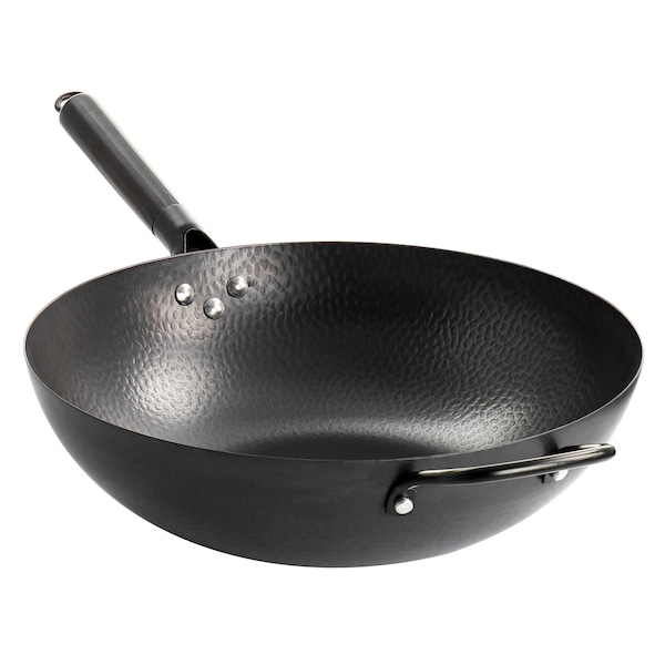 Gibson Home Hammered 13 Inch Heavy Gauge Carbon Steel Wok in Black 60764.01 - main