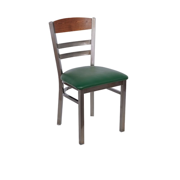 Bfm Seating Barrick Steel Wood Back Chair - Quick Ship Black Vinyl Seat, Autumn Ash Back - Clear Coat Finish 2165CVNS041-AACL - main