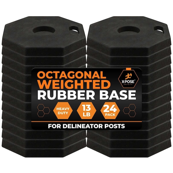 Xpose Safety 13 lb Octagon Rubber Base for Delineator Post, 24PK BASE-O-13-24-X - main