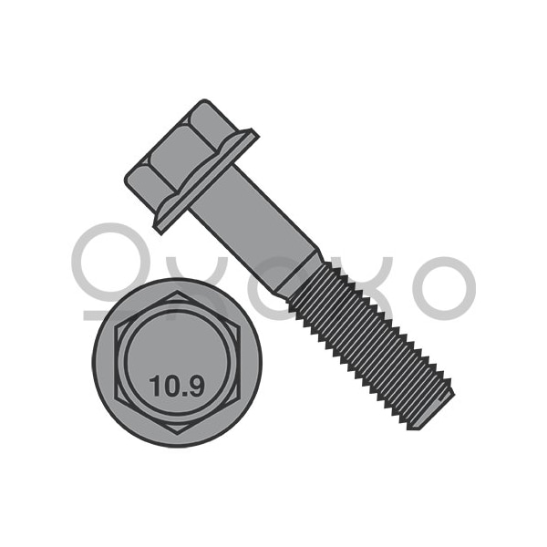 Oxoxo M10-1.5X70 DIN 6921 Class 10.9 Metric Flange Bolt Screw Non Serrated Plain, 200PK 431811 - main