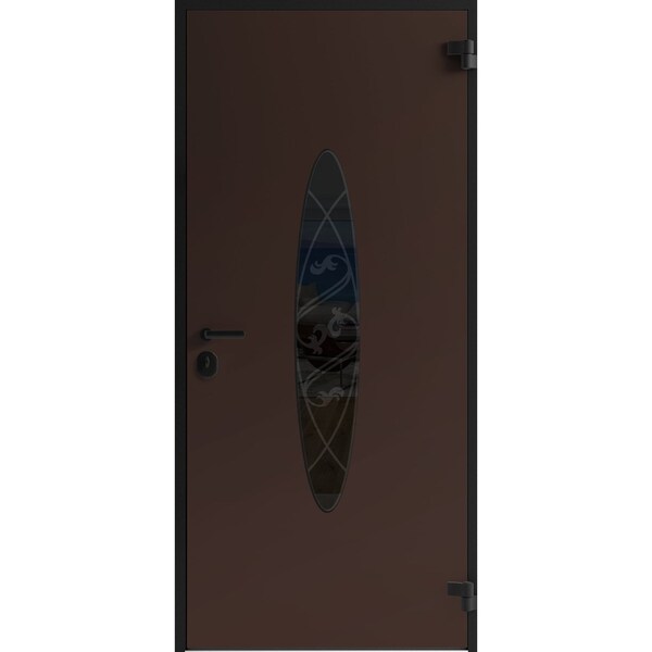 Vdomdoors Front Exterior Prehung Steel Door Ronex1277 Brown Entry Metal Modern Painted W36xH80 Left hand RONEX1277EXD-BRW-W36xH80-LH-I - main