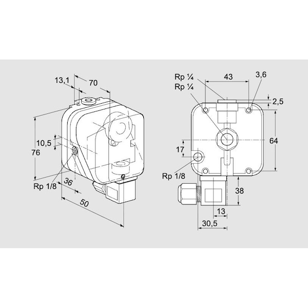 Honeywell Kromschroder Gas Pressure Switch, DG Series, 0.4–500 mbar, IP54 KS84447521 - main