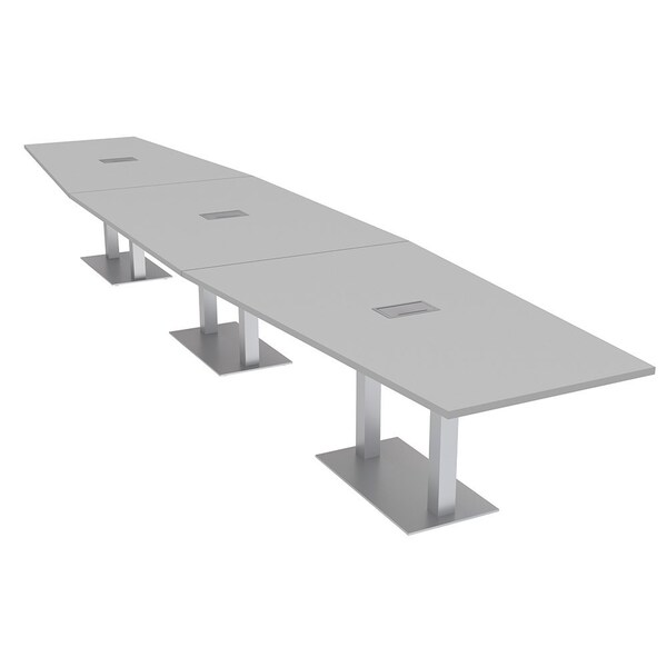 Skutchi Designs Hexagon Conference Table With Power Unit, 48 in W, 216 in L, Grey HAR-HEX.IR-48X216-DOU-U779-ESIL - main