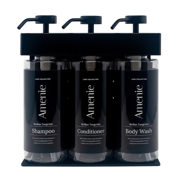 Amenie Sicilian Tangerine SOLera Oval 3 Chamber Refillable Dispenser, Black 39388-O3-C-ST - main
