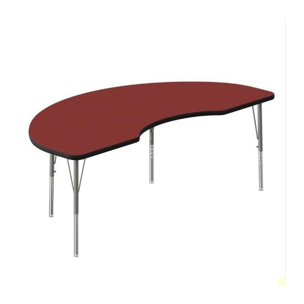 Correll Kidney HPL Activity Table, 72 in W, 36 in L, 19 in to 29 in H, Particleboard, Red A3672-KID-35-14-09 - main