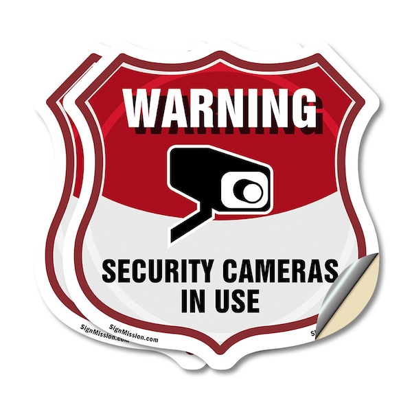 Signmission Video Surveillance Shield Sign Warning S, 6 inch X 6 inch, Vinyl Decal, 2PK SHI-D-2PACK-6-468 - main