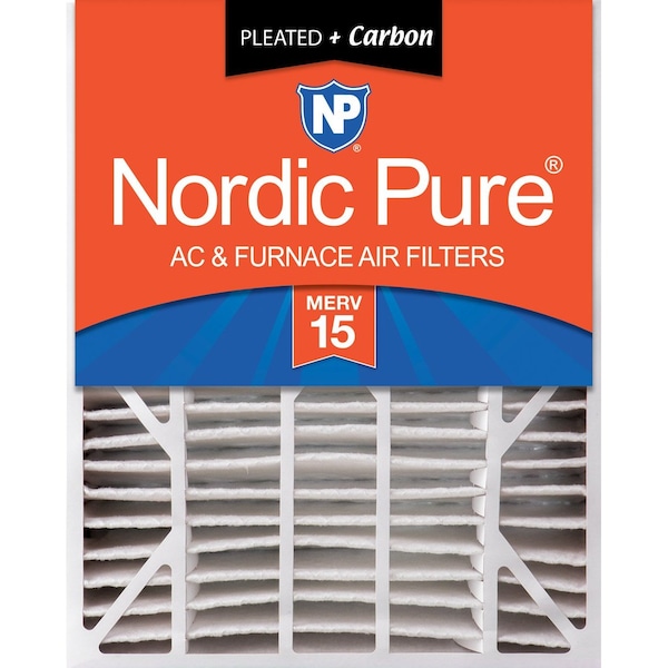 Nordic Pure 20x25x6 Plus Carbon Pleated Air Filter, High Capacity, MERV 15 20x25x6ASGM15+C-1 - main