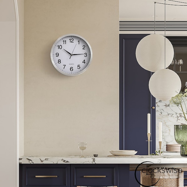 Clockswise 10-in Round Quartz Wall Clock Non-Ticking Battery