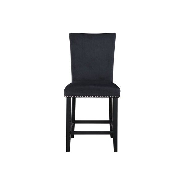 Homeroots 25" Black Wood and Velvet Counter Height Bar Chair 564780 - main