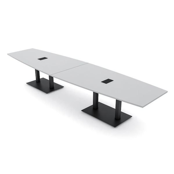 Skutchi Designs Boat Conference Table With Power Unit, 48 in W, 168 in L, Grey HAR-BOT-48x168-DOU.BK-U779-EBLK - main