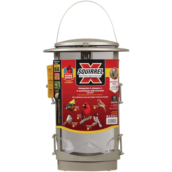 Squirrel-X Squirrel X1 Tan Plastic 4.2 Lb. Capacity Elliptical Tube Bird Feeder 11-SQU-X-1 - main