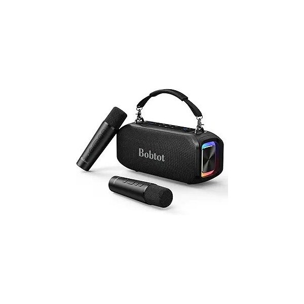 Bobtot Portable Bluetooth Speaker w/Wireless Mic, 40W Outdoor Speaker IPX5 Waterproof w/Handle, Stereo 803983 - main