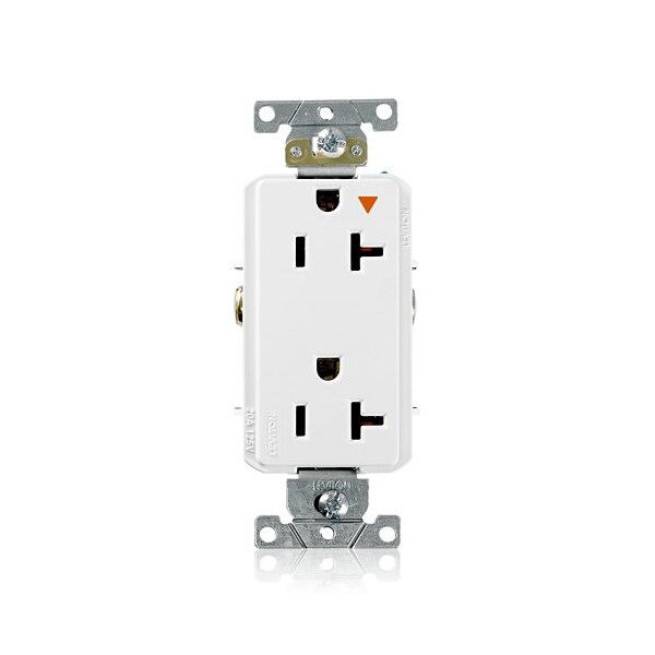 Leviton Plugs&Rcptcls, 20A, 125VAC, Wht, PBT, PK1 16362-WIG - main
