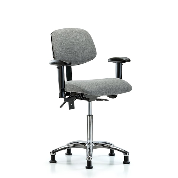 Blue Ridge Ergonomics Chair, Fabric, Med Bench, Chr AA Glides, Gry, 6-Way Adjustable, 22" to 29" Height, Gray BR-FMBCH-CR-T0-A1-NF-RG-F44 - main