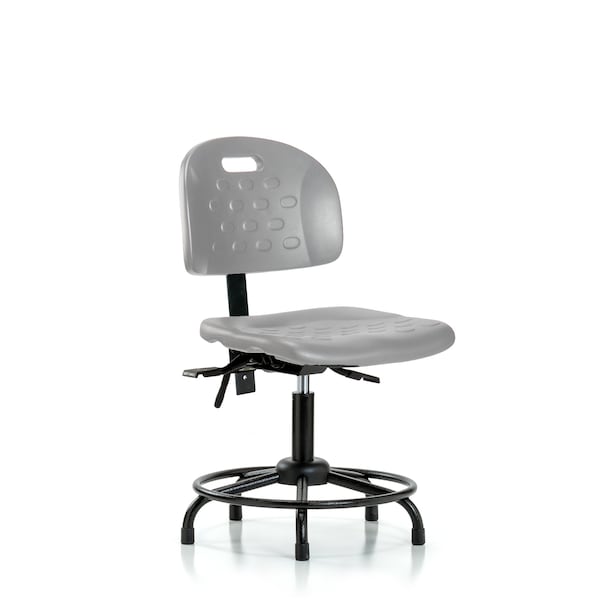 Blue Ridge Ergonomics Poly Chair with Round Tube Base - Desk Height with Seat Tilt & Stationary Glides in Gray Poly HPDHCH-RT-T1-A0-RG-GRY - main