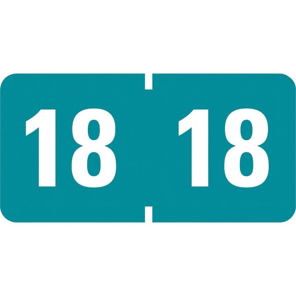 Smead YEARLY END TAB FILE FOLDER LABELS, 18, 0.75 X 1.5, TEAL, 500/ROLL 68318 - main
