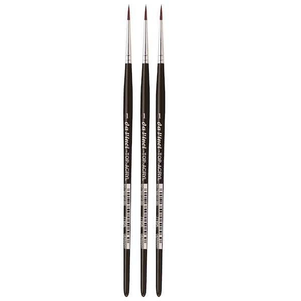 Da Vinci TOP-ACRYL Red-Brown Brush, Synthetic, Acrylic & Oil, Round, Series 7785K, Size 1, 3PK VA-7785K_1 - main