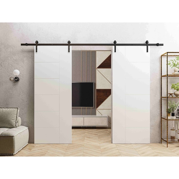 Vdomdoors Slab Door Panel 36 x 96 inches / Mela 0716 Painted White / Modern Finished Doors / Pocket Closet Sl MELA0716S-BEM-3696 - main