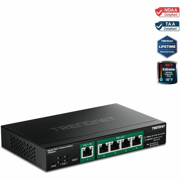 Trendnet 5-PORT GIGABIT POE++ POWERED MANAGED SWITCH WITH POE PASSTHROUGH TPE-B541 - main