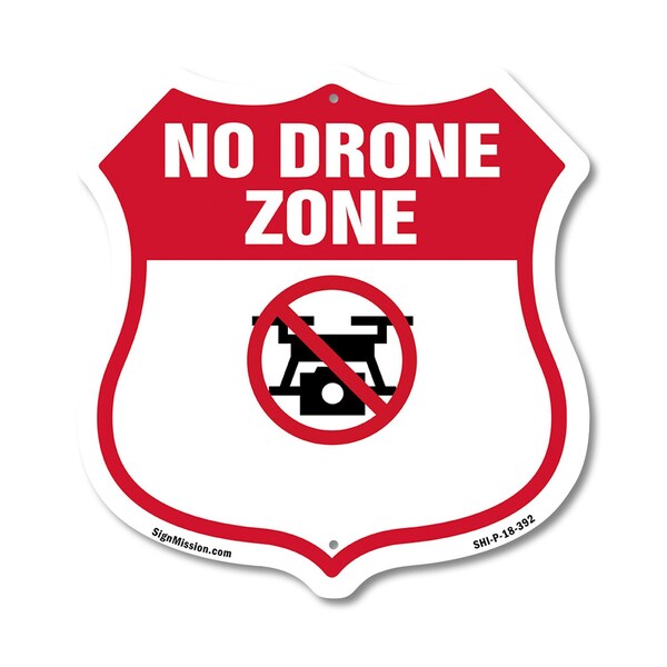 Signmission No Drone Shield Sign No Drone Zone From, 18 Inch X 18 Inch, Plastic Sign SHI-P-18-392 - main