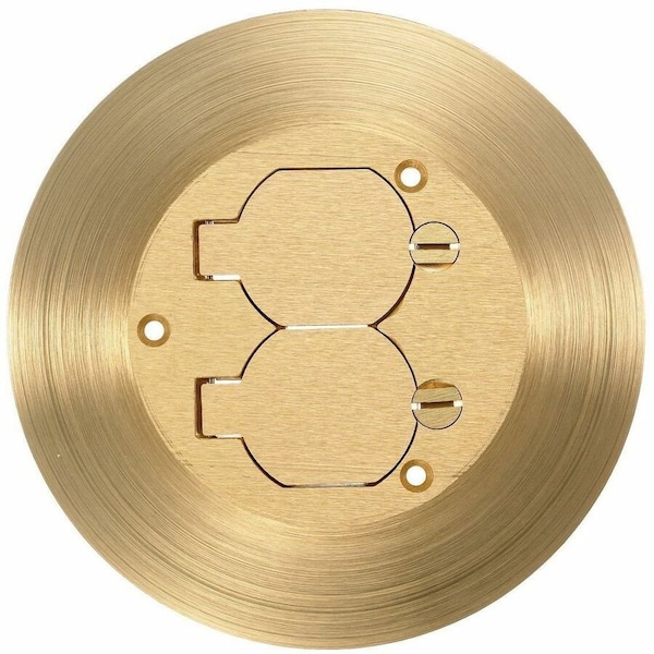 Hubbell Wiring Device-Kellems Box Cover, Floor Box Type, 2 Gang, Brass SF3925 - main