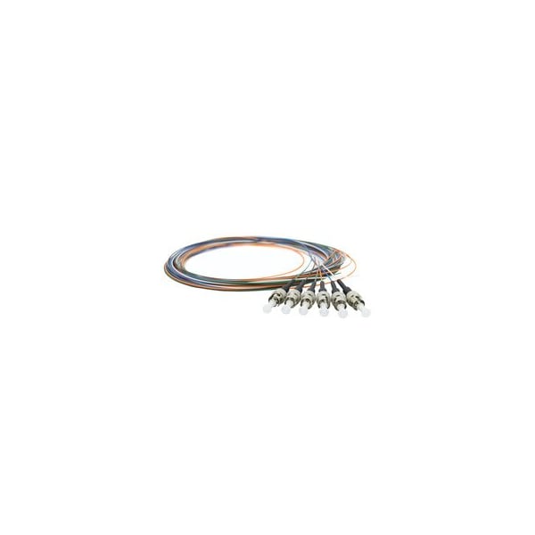 Cable Wholesale 6 Strand Fiber Pigtail, OM2 - 50/125, Multmode Black Boot ST/PC connectors, 3 meter 15F1-31006 - main