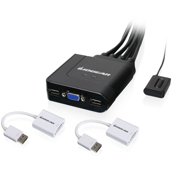 Iogear 2-Port USB VGA Cable KVM with DisplayPort Adapters GCS72DPKIT - main