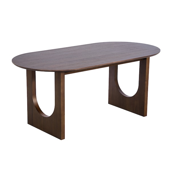 Homeroots 79" Walnut Solid Wood Double Pedestal Base Oval Dining Table 712142 - main