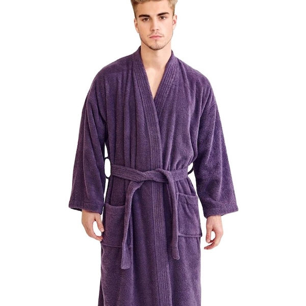 Towelsoft Unisex Men's Terry Eggplant Purple Bathrobe One Size RM-MEN-TRY-EGPL-OS - main