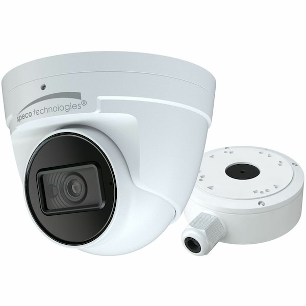 Speco Technologies 8MP IP Turret Camera with 2.8mm Fixed Lens, Advanced Analytics, Includes Junction Box, White, NDAA O8T9 - main