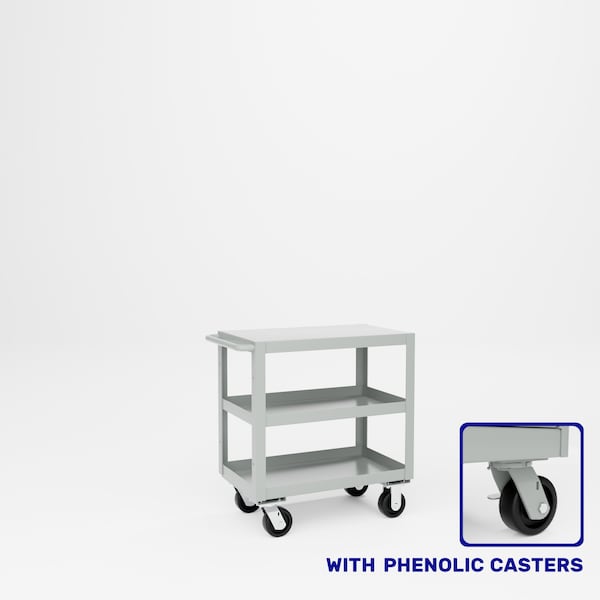 Pucel Heavy Duty Shop Truck, 30 in W x 18 in D x 33.5 in H, Three Shelves, Push Handle, Light Blue 1830-DT-3P - main