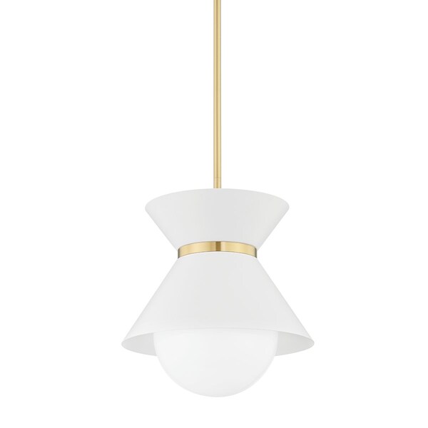 Troy Lighting Scout 1 Light Pendant 15 In. Soft White/Patina Brass F8615-SWH/PBR - main