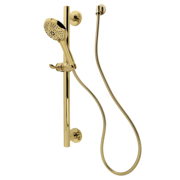 Kingston Brass Shower System with Slide/Grab Bar and Hand Shower, Polished Brass KAK1542E - main