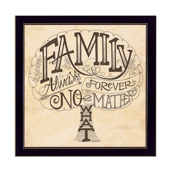Homeroots Family Always and Forever Black Framed Print Wall Art 404890 - main