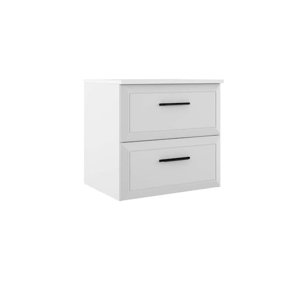 Homeroots 24" White Wood Floating Bathroom Vanity With White Sink And Three Drawers 624194 - main