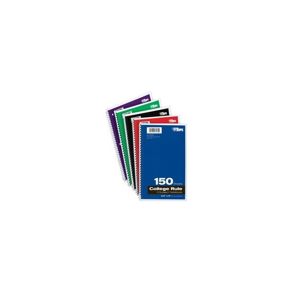 Tops 3-subject College Ruled Notebook - 150 Sheets - Wire Bound - 9 1/2in x 6in Sheet Size - 13in 65362 - main