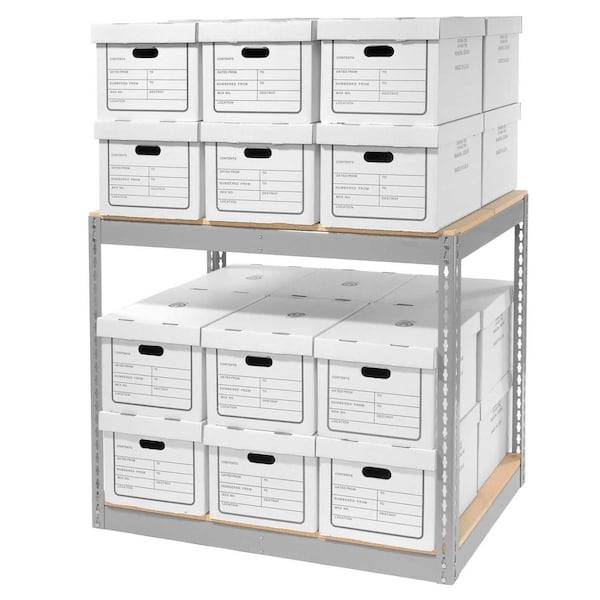 Global Industrial Record Storage With Boxes 42"W x 30"D x 36"H - Gray 130153 - main